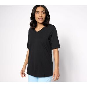 SUNNYLiFE Women's Top Sz M Denim & Co. Essentials True Cotton Black A633277